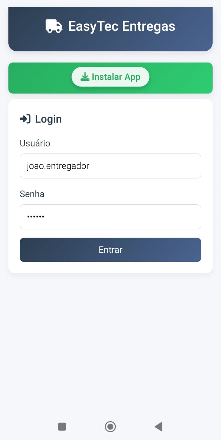Tela de Login - EasyTec Entregas
